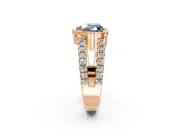 Halo Engagement Ring Setting for Fancy Blue Heart-Shaped Center with Wide-Open Pave Split Shank and Prong Head in Rose Gold