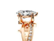 Solitaire Engagement Ring Setting for Pear-Shaped Center with Pave and Plain Crossover Band and Prong Head in Rose Gold