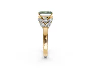 Leaf Cluster Engagement Ring Setting for Fancy Green Radiant Cut Center with Marquise Accents and Prong Head in Yellow Gold