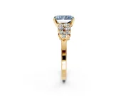 Cluster Engagement Ring Setting for Fancy Blue Radiant Cut Center with 2-Row Shoulder Clusters and Prong Head in Yellow Gold