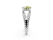 Halo Engagement Ring Setting for Fancy Yellow Oval Center with Rope Twist Split Shank and Prong Head in Platinum