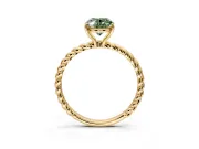 Solitaire Engagement Ring Setting for Fancy Green Oval Center with 2-Strand Rope Twist Band and Prong Head in Yellow Gold