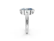 Halo Engagement Ring Setting for Fancy Blue Marquise Center with Tapered Plain Band and Prong Head in Platinum