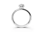 Solitaire Engagement Ring Setting for Pear-Shaped Center with Scrollwork Band and Prong Head in Platinum