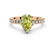 Solitaire Engagement Ring Setting for Fancy Yellow Pear-Shaped Center with Fine Pave Band and Claw Prong Head in Rose Gold