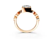Vintage Station Engagement Ring Setting for Princess Cut Center with Accents and Prong Head in Rose Gold