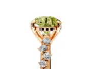 Solitaire Engagement Ring Setting for Fancy Yellow Round Cut Center with Trailing Leaf Accent Band and Prong Head in Rose Gold