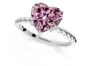 Solitaire Engagement Ring Setting for Fancy Pink Heart-Shaped Center with Plain Twisted Rope Band and Prong Head in Sterling Silver