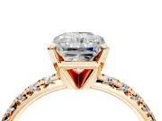 Solitaire Engagement Ring Setting for Radiant Cut Center with Large Accents and Prong Head in Rose Gold