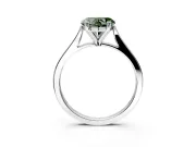 Solitaire Engagement Ring Setting for Fancy Green Heart-Shaped Center with Tapered Shoulders and Prong Head in White Gold