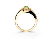 Pave Halo Engagement Ring Setting for Fancy Yellow Marquise Center with Single Row Pave Band and Prong Head in Yellow Gold