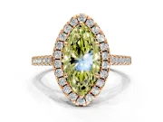 Halo Engagement Ring Setting for Fancy Yellow Marquise Center with Raised Halo, Pave Band and Prong Head in Rose Gold