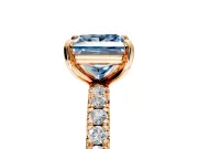 Solitaire Engagement Ring Setting for Fancy Blue Princess Cut Center with Shared-Prong Accents and Prong Head in Rose Gold