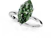 Hidden Halo Engagement Ring Setting for Fancy Green Marquise Center with Thin Round-Wire Band and Prong Head in Platinum