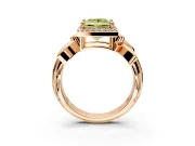 Halo Engagement Ring Setting for Fancy Yellow Princess Cut Center with Floral Band and Prong Head in Rose Gold