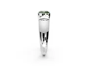 Tension Engagement Ring Setting for Fancy Green Cushion Cut Center with Wide Flat Band and Tension Head in White Gold