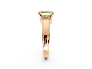 Solitaire Engagement Ring Setting for Fancy Yellow Asscher Cut Center with Wide Band, Pave Collar and Prong Head in Rose Gold