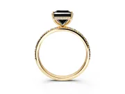 Hidden Halo Engagement Ring Setting for Fancy Black Princess Cut Center with Pave Band and Prong Head in Yellow Gold