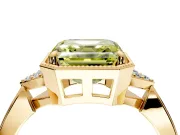 Cluster Engagement Ring Setting for Fancy Yellow Asscher Cut Center with Milgrain Shoulder Clusters and Prong Head in Yellow Gold