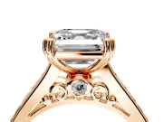 Solitaire Engagement Ring Setting for Asscher Cut Center with Channel Band and Double Claw Prong Head in Rose Gold