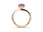Solitaire Engagement Ring Setting for Fancy Pink Round Cut Center with Fine Pave Band and Prong Head in Rose Gold