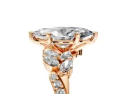 Solitaire Engagement Ring Setting for Marquise Center with Marquise Accent Twist Band and Prong Head in Rose Gold