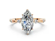 Solitaire Engagement Ring Setting for Marquise Center with Bezel Station Band and Prong Head in Rose Gold