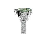 Solitaire Engagement Ring Setting for Fancy Green Pear-Shaped Center with Widening Pave Band and Claw Prong Head in Platinum