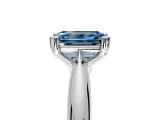 Solitaire Engagement Ring Setting for Fancy Blue Emerald Cut Center with Reverse Tapered Band and Prong Head in Platinum