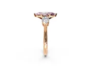 3 Stone Engagement Ring Setting for Fancy Pink Marquise Center with Large Pear-Shaped Accents and Prong Head in Rose Gold