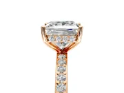 Solitaire Engagement Ring Setting for Princess Cut Center with Fine Pave Band and Prong Head in Rose Gold