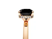 Hidden Halo Engagement Ring Setting for Fancy Black Cushion Cut Center with Plain Band and Tall Prong Head in Rose Gold