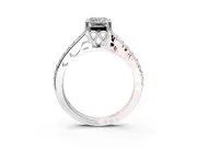 Solitaire Engagement Ring Setting for Emerald Cut Center with Pave Cathedral Band and Prong Head in Sterling Silver