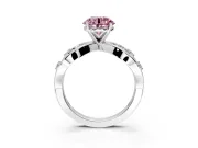 Solitaire Engagement Ring Setting for Fancy Pink Round Cut Center with Criss-Cross Accent Band and Prong Head in White Gold
