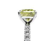 Solitaire Engagement Ring Setting for Fancy Yellow Princess Cut Center with Fine Pave Band and Claw Prong Head in White Gold