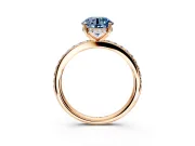 Solitaire Engagement Ring Setting for Fancy Blue Round Cut Center with Fine Pave Band and Prong Head in Rose Gold