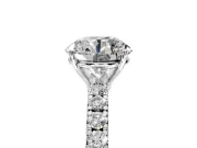 Solitaire Engagement Ring Setting for Round Cut Center with Large Accent Band and Prong Head in Platinum