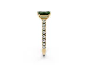 Solitaire Engagement Ring Setting for Fancy Green Emerald Cut Center with Large Accent Band and Prong Head in Yellow Gold