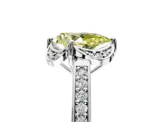 Floral Engagement Ring Setting for Fancy Yellow Pear-Shaped Center with Four Accent Clusters and Prong Head in White Gold