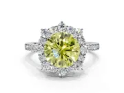 Halo Engagement Ring Setting for Fancy Yellow Round Cut Center with Single-Row Pave, Open Basket and Prong Head in Platinum