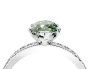 Milgrain Pave Engagement Ring Setting for Fancy Green Marquise Center with Accent Band and Prong Head in Platinum