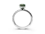 Solitaire Engagement Ring Setting for Fancy Green Radiant Cut Center with XO Engraved Band and Prong Head in White Gold