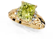 Solitaire Engagement Ring Setting for Fancy Yellow Radiant Cut Center with Filigree Accent Basket and Prong Head in Yellow Gold