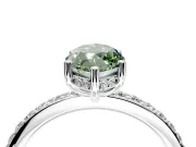 Solitaire Engagement Ring Setting for Fancy Green Marquise Center with Fine Pave Band and Prong Head in Platinum