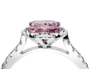 Floral Engagement Ring Setting for Fancy Pink Princess Cut Center with Pave Band and Floral Prong Head in Sterling Silver