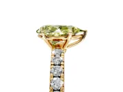 Solitaire Engagement Ring Setting for Fancy Yellow Pear-Shaped Center with Large Accent Band and Prong Head in Yellow Gold