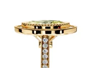 Halo Engagement Ring Setting for Fancy Yellow Marquise Center with Milgrain Frame, Pave Band and Prong Head in Yellow Gold