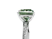 Side Accent Engagement Ring Setting for Fancy Green Princess Cut Center with Accent Shoulders and Prong Head in Sterling Silver