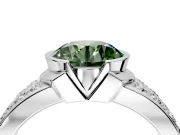 Bezel Engagement Ring Setting for Fancy Green Round Cut Center with Wide Channel-Set Band and Bezel Head in Platinum