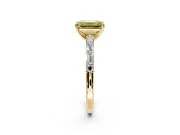 Baguette Engagement Ring Setting for Fancy Yellow Emerald Cut Center with Alternating Bar-Set Band and Prong Head in Yellow Gold